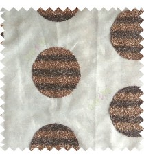 Dark chocolate brown color geometric circles shapes texture finished embroidery designs with transparent background horizontal stripes sheer curtain