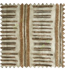 Dark chocolate brown color horizontal and vertical embroidery stripes with transparent background sheer curtain