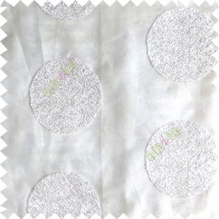 Pure white color geometric circles shapes texture finished embroidery designs with transparent background horizontal stripes sheer curtain