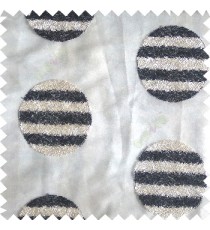 Black cream color geometric circles shapes texture finished embroidery designs with transparent background horizontal stripes sheer curtain