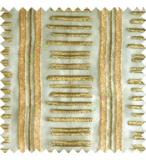 Green gold color horizontal and vertical embroidery stripes with transparent background sheer curtain