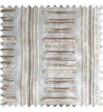 Cream brown color horizontal and vertical embroidery stripes with transparent background sheer curtain