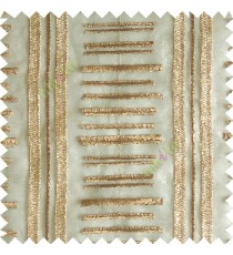 Gold color horizontal and vertical embroidery stripes with transparent background sheer curtain