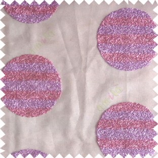 Pink purple color geometric circles shapes texture finished embroidery designs with transparent background horizontal stripes sheer curtain