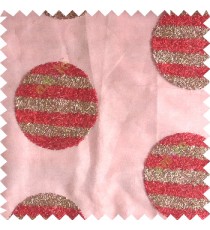 Red gold color geometric circles shapes texture finished embroidery designs with transparent background horizontal stripes sheer curtain