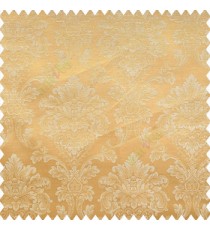 Gold beige color traditional texture damask finished damask pattern with polyester base fabric leaves swirls main curtain