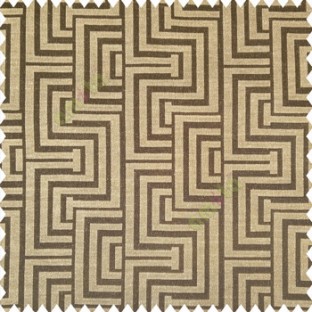 Dark chocolate brown beige color geometric pattern texture base fabric semi square shapes vertical decorative carved design stripes polyester main curtain