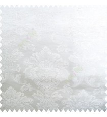 White color traditional texture damask finished damask pattern with polyester base fabric leaves swirls main curtain