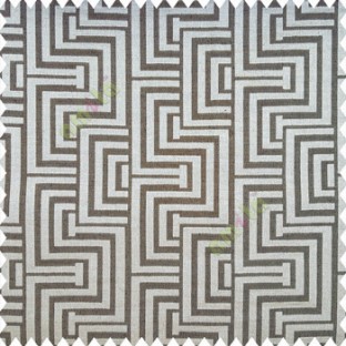 Grey and black color geometric pattern texture base fabric semi square shapes vertical decorative carved design stripes polyester main curtain