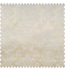Beige color traditional texture damask finished damask pattern with polyester base fabric leaves swirls main curtain