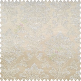 Beige color traditional texture damask finished damask pattern with polyester base fabric leaves swirls main curtain