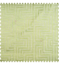 Lime green beige color geometric pattern texture base fabric semi square shapes vertical decorative carved design stripes polyester main curtain