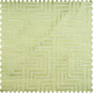 Lime green beige color geometric pattern texture base fabric semi square shapes vertical decorative carved design stripes polyester main curtain