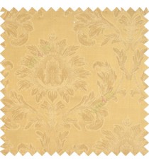 Gold color beautiful big damask design texture surface floral leaves vertical and horizontal embossed lines polyester main curtain