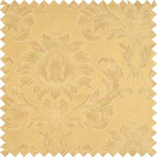 Gold color beautiful big damask design texture surface floral leaves vertical and horizontal embossed lines polyester main curtain