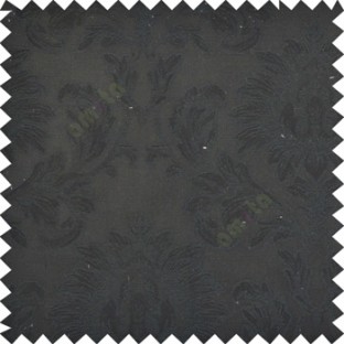 Pure black color beautiful big damask design texture surface floral leaves vertical and horizontal embossed lines polyester main curtain