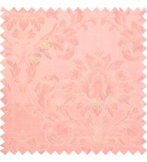 Pink color beautiful big damask design texture surface floral leaves vertical and horizontal embossed lines polyester main curtain