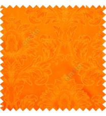 Orange color beautiful big damask design texture surface floral leaves vertical and horizontal embossed lines polyester main curtain