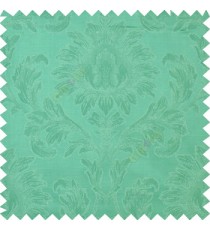 Emerald green color beautiful big damask design texture surface floral leaves vertical and horizontal embossed lines polyester main curtain