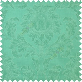 Emerald green color beautiful big damask design texture surface floral leaves vertical and horizontal embossed lines polyester main curtain