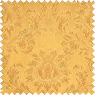 Gold color beautiful big damask design texture surface floral leaves vertical and horizontal embossed lines polyester main curtain
