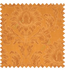 Golden brown color beautiful big damask design texture surface floral leaves vertical and horizontal embossed lines polyester main curtain