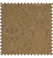 Brown color beautiful big damask design texture surface floral leaves vertical and horizontal embossed lines polyester main curtain
