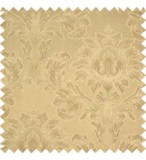 Light brown color beautiful big damask design texture surface floral leaves vertical and horizontal embossed lines polyester main curtain