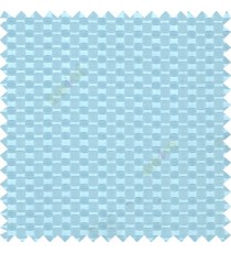 Sky blue color solid texture surface with concave square oval shape horizontal spring lines vertical small fine stripes poly main curtain