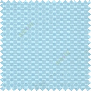 Sky blue color solid texture surface with concave square oval shape horizontal spring lines vertical small fine stripes poly main curtain