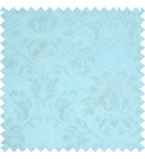 Sky blue color beautiful big damask design texture surface floral leaves vertical and horizontal embossed lines polyester main curtain