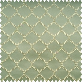 Pickle green beige color traditional design ogee patterns texture embroidery with polyester thick fabric main curtain