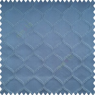 Midnight blue color traditional design ogee patterns texture embroidery with polyester thick fabric main curtain