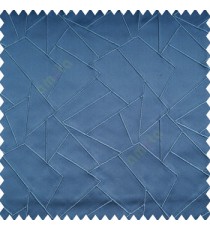 Midnight blue color abstract deigns embossed lines geometric triangles rectangular shapes polyester embroidery finished on polyester base main curtain