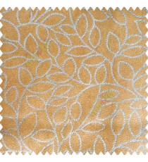 Gold grey color floral leaves pattern soft finished polyester base background texture designs sofa fabric