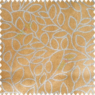Gold grey color floral leaves pattern soft finished polyester base background texture designs sofa fabric