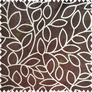 Dark brown grey color floral leaves pattern soft finished polyester base background texture designs sofa fabric