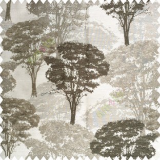 Grey color natural trees design dense forest with big bushes texture finished surface polyester main curtain