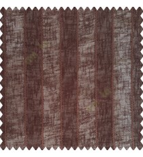 Coffee brown color vertical bold stripes texture finished with transparent net fabric pencil parallel lines polyester sheer curtain