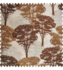 Copper brown grey color natural trees design dense forest with big bushes texture finished surface polyester main curtain