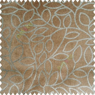 Copper brown grey color floral leaves pattern soft finished polyester base background texture designs sofa fabric