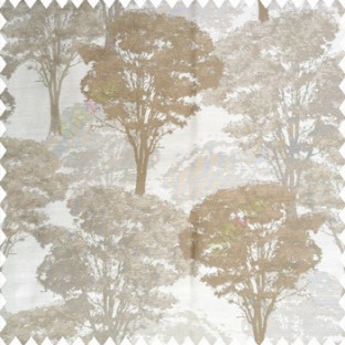 Gold beige color natural trees design dense forest with big bushes texture finished surface polyester main curtain