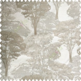 Grey cream color natural trees design dense forest with big bushes texture finished surface polyester main curtain