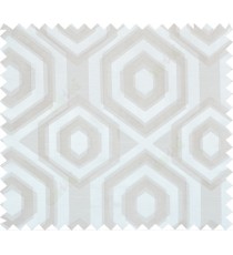 Silver beige white colour geometric hexagonal design polycotton main curtain designs