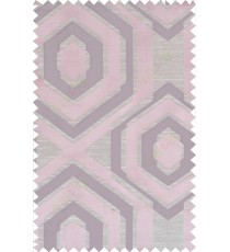 Beige purple pink colour geometric hexagonal design polycotton main curtain designs