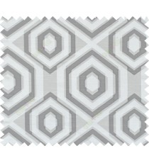 Black white beige colour geometric hexagonal design polycotton main curtain designs