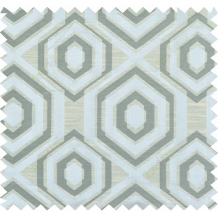 Green beige colour geometric hexagonal design polycotton main curtain designs