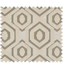 Brown beige colour geometric hexagonal design polycotton main curtain designs
