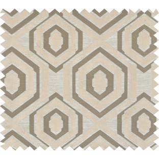 Brown beige colour geometric hexagonal design polycotton main curtain designs