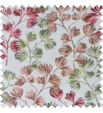 Maroon green cream color beautiful flower tree with flower buds texture finished background polyester main curtain fabric